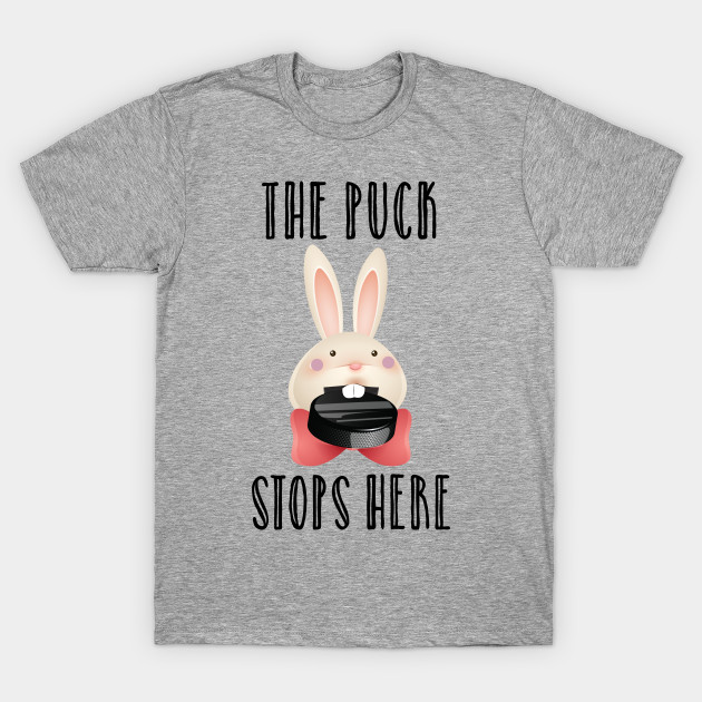 Easter Bunny Biting Hockey Puck The Puck Stops Here T-Shirt